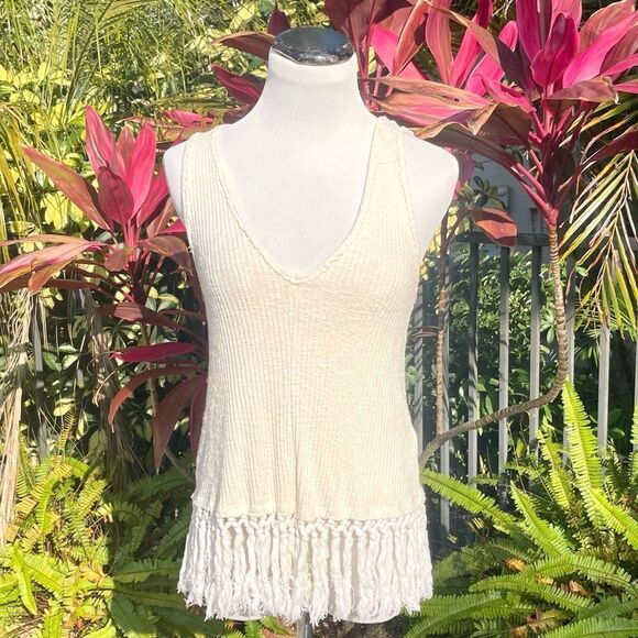 Anthropologie Eri+ Ali Macrame Fringe Tank - Picture 2 of 8